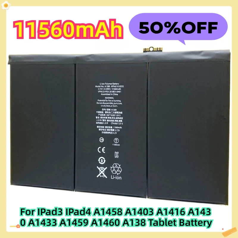 

Для IPad3 IPad4 A1458 A1403 A1416 A1430 A1433 A1459 A1460 A138 Аккумулятор для планшета 11560 мАч