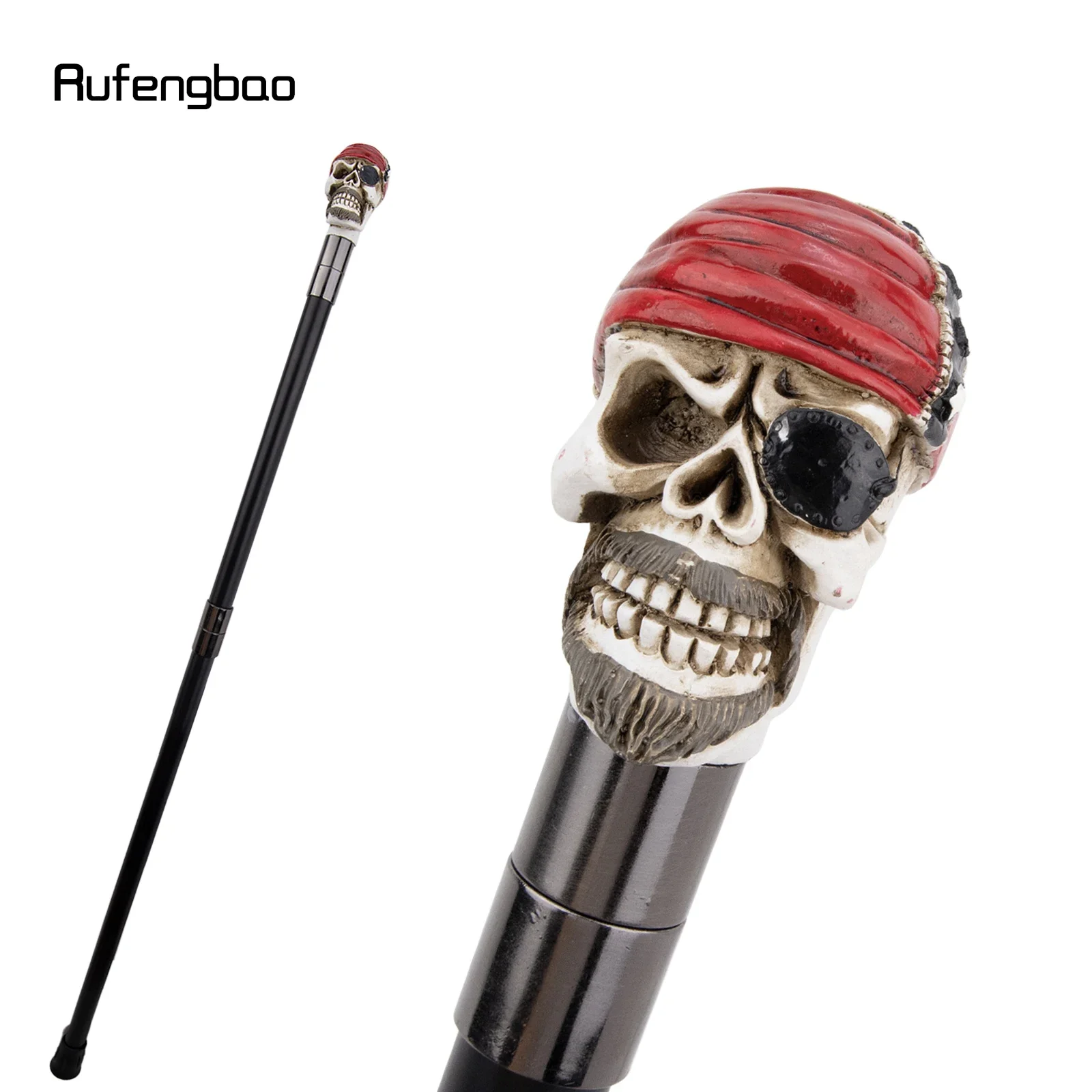 Weißer Harz-roter Hut, Totenkopf-Kopf, Gehstock, modisch, dekorativer Stahlstab, Gentleman, elegant, Cosplay, Gehstockknopf, Crosier, 93 cm