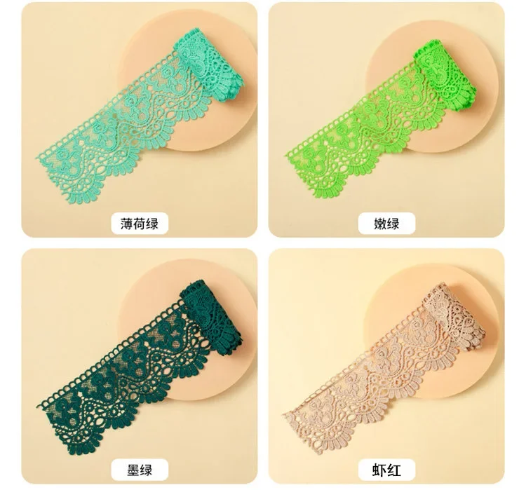 Colorful Hollow Out Floral Embroidered Lace Ribbon DIY Apparel Sewing Fabric 10cm Wide Handmade Crafts Water Soluble Lace Tape