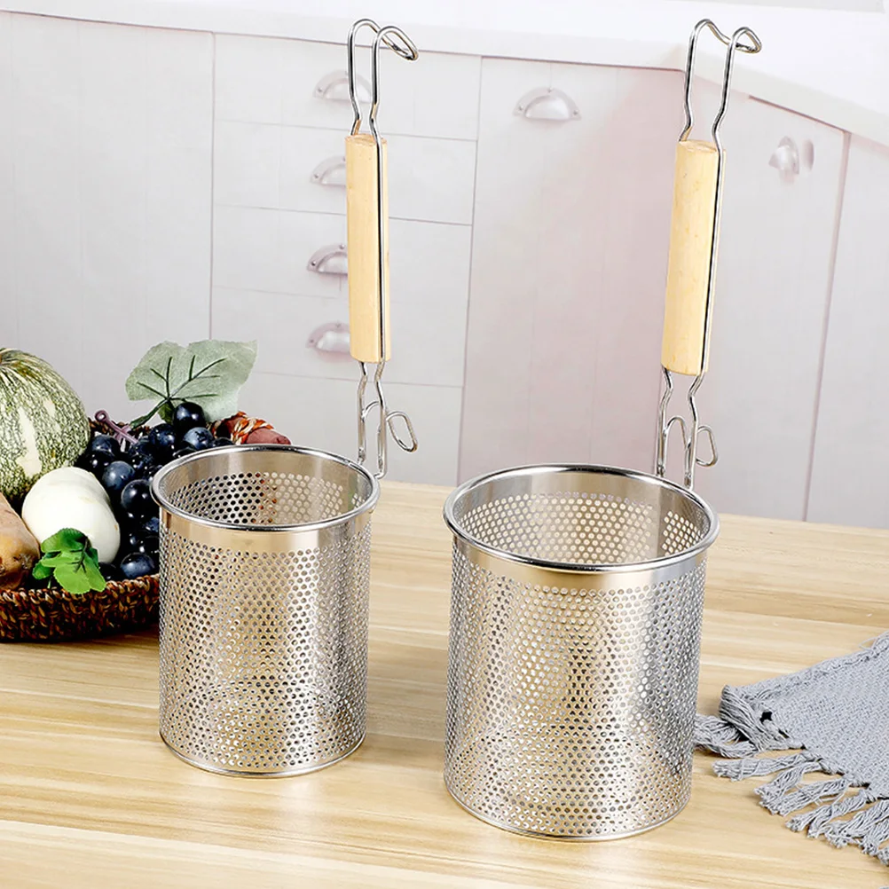 

Fine Mesh Filter Spoon Noodle Pasta Strainer Stainless Steel Wood Wear Resistant Corrosion Proof Practical Cooking