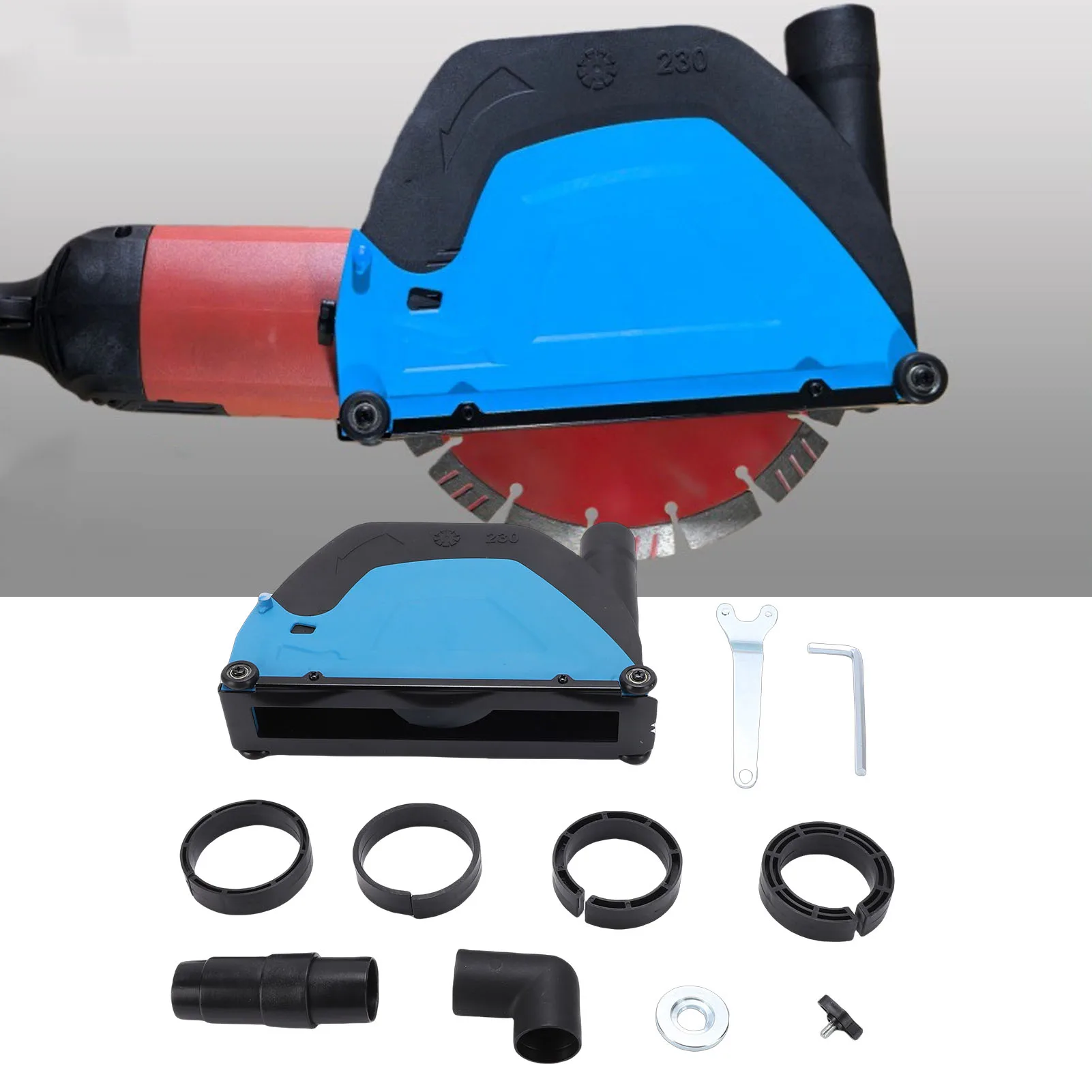 Angle Grinder Cutting Dust Shroud Adjustable Depth 9 Inch Cutting Dust Cover for 180-230 Type Angle Grinder