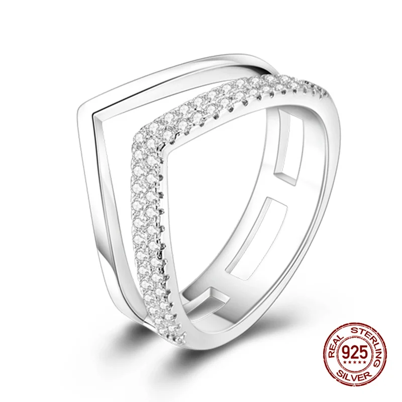 Women's 925 Sterling Silver Stackable Infinite Zircon Ring