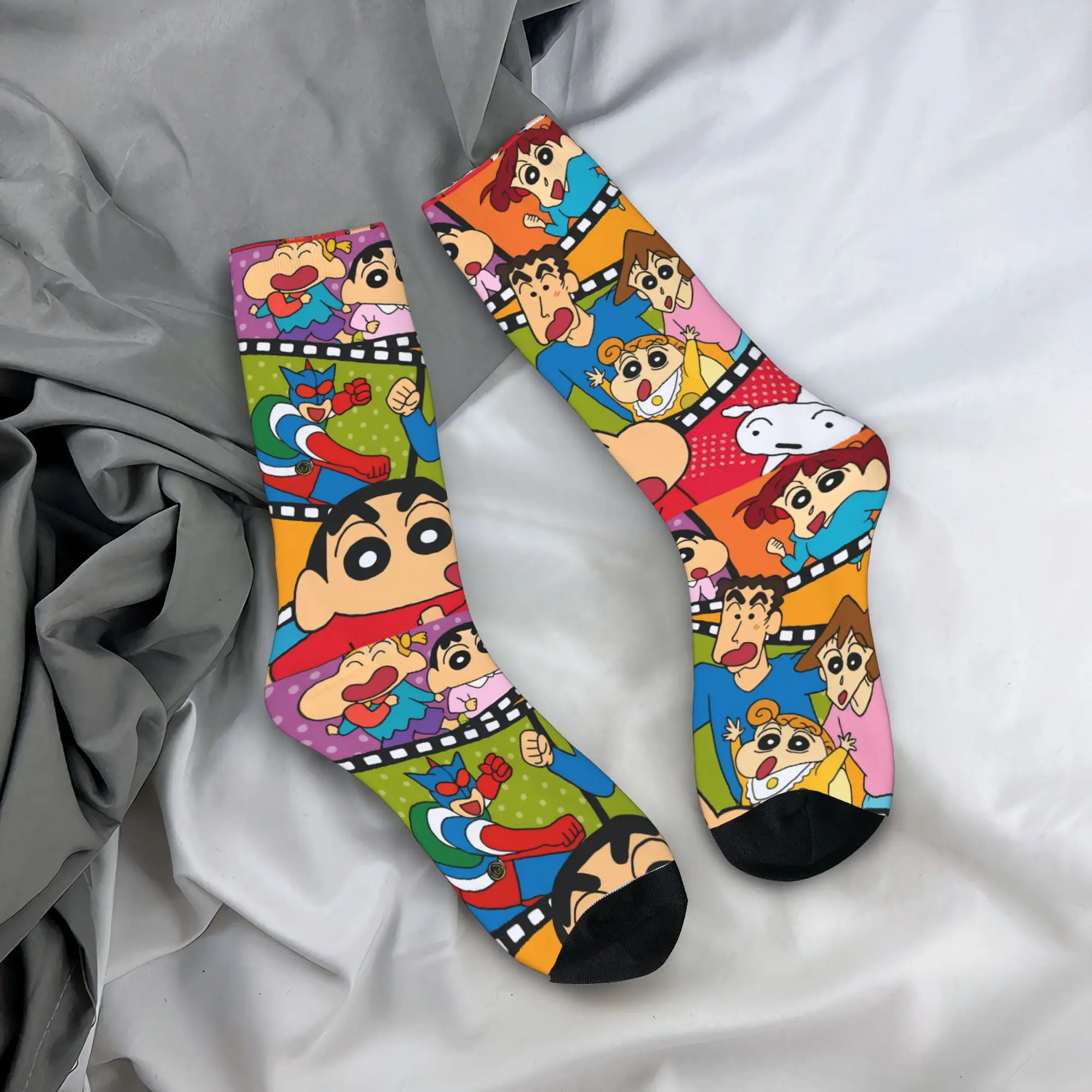 Couple Socks Crayon Shin-chan   Stockings Autumn Funny Medium Soft Socks Design Running Sports Non Skid Socks