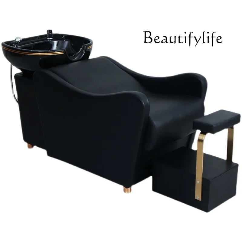 Shampoo bed hair salon special semi-lying shampoo bed flush bed ceramic basin hair salon