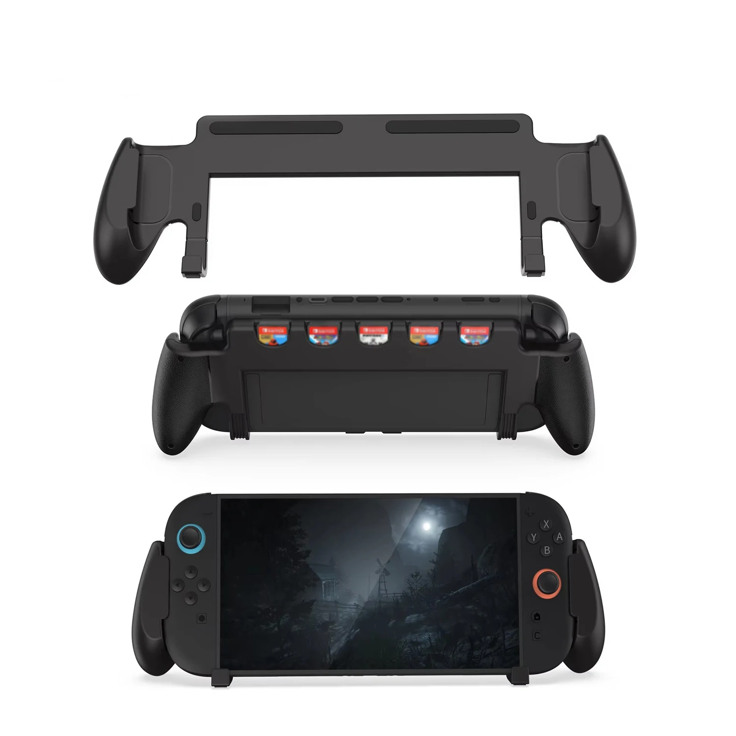 

For Switch 2 Grip with Stand Grip Case 5 Game Slots Protective Case Anti Slip for Switch 2 case Game Console Accessories