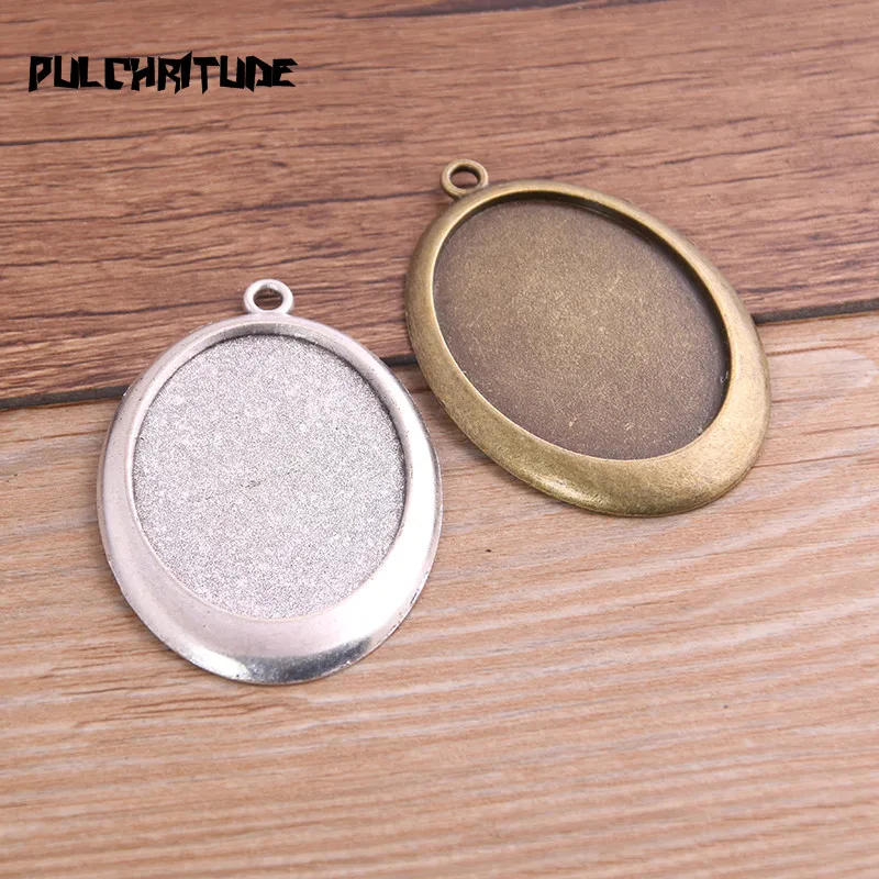 New Fashion 2pcs/lot 30x40mm Inner Size Two Color Big Style Cabochon Base Setting Charms Pendant