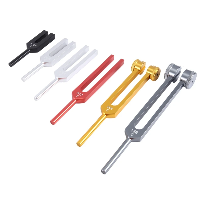 Tuning Fork Set(128Hz 256Hz 512Hz 1024Hz 2048Hz 4096Hz)With Tuning Fork Hammer For Sound Healing Sound Vibration Tools