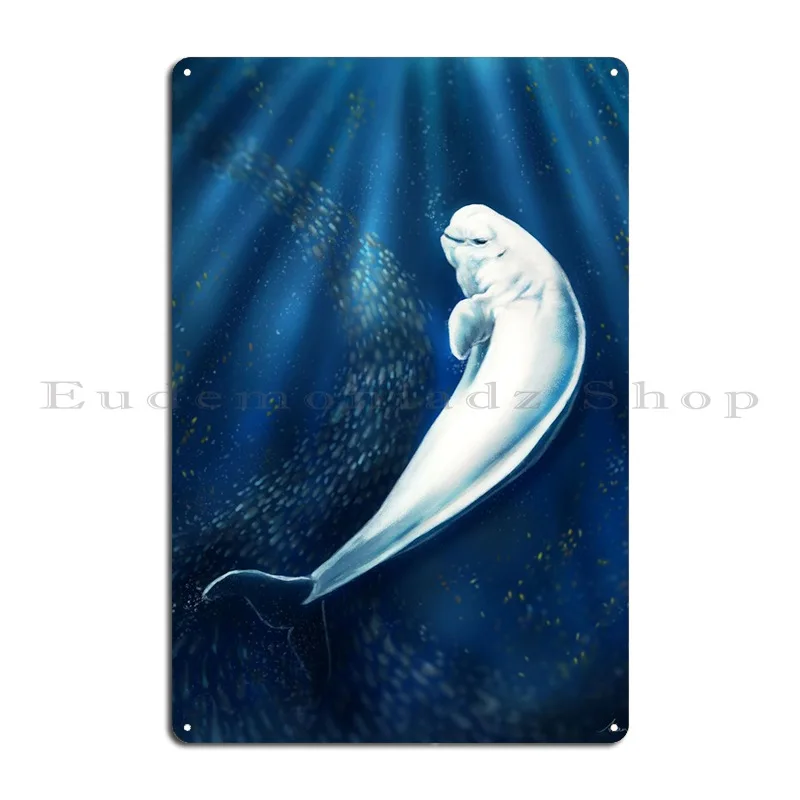 Beluga Whale Metal Plaque Poster Garage Pub Kitchen Create Retro Tin Sign Poster