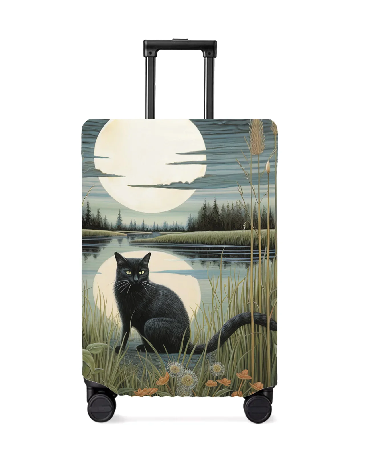 Cubierta de equipaje de viaje Cat Moon Jungle Reflection, cubierta elástica para maleta de 18 a 32 pulgadas, cubierta antipolvo, accesorios de viaje