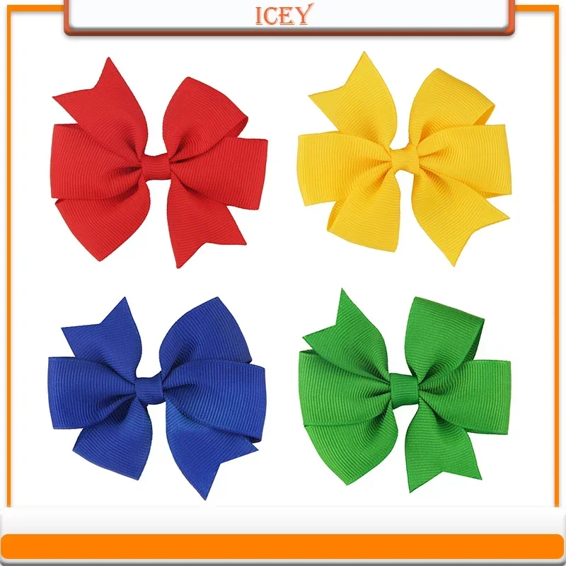 

1pc Ribbon Hair Bow Clip Girls Bow Hairpin Baby Hair Accessories Baby's Swallowtail Hexagonal Knot Ribbed Ribbon Bow Hair Clip