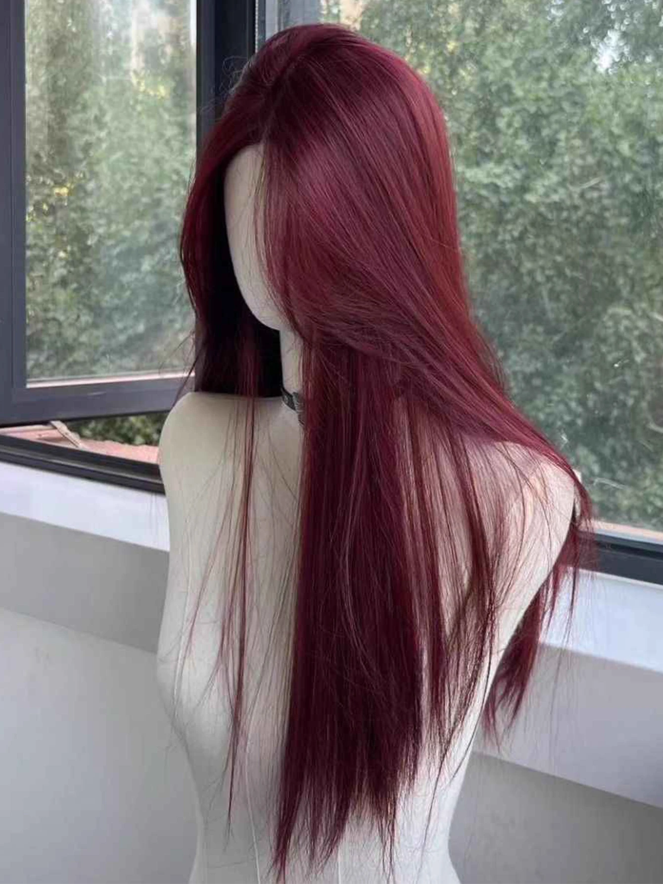 Red Wig Long Straight Lace Front Wig for Woman Nature Synthetic Lace Wigs for Cosplay Daily Use Heat Resistant Headband Wigs image 4