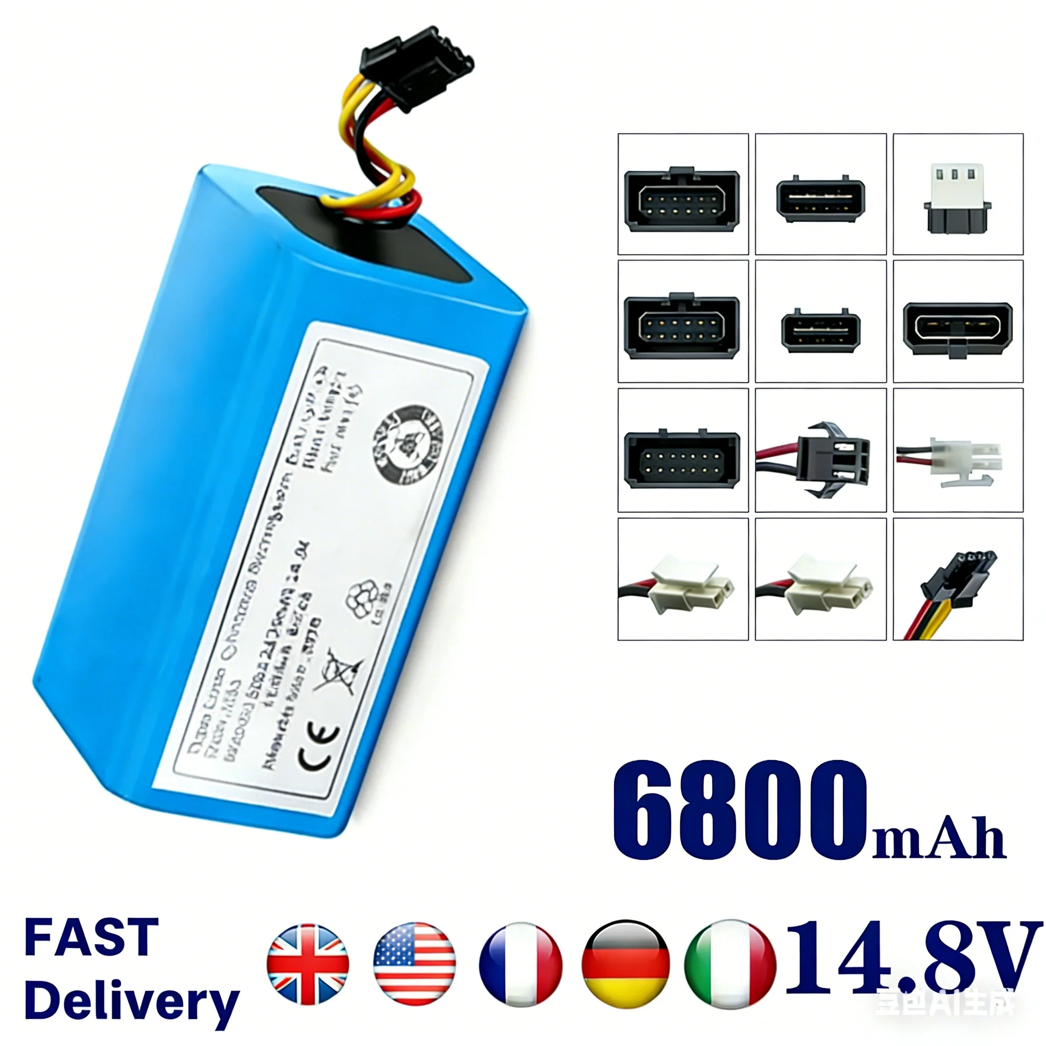

Литий-ионный аккумулятор 14.4V 6800mAh для пылесосов Cecotec Conga 1290 1390 1490 1590 Genio 370 Gutrend Echo 520