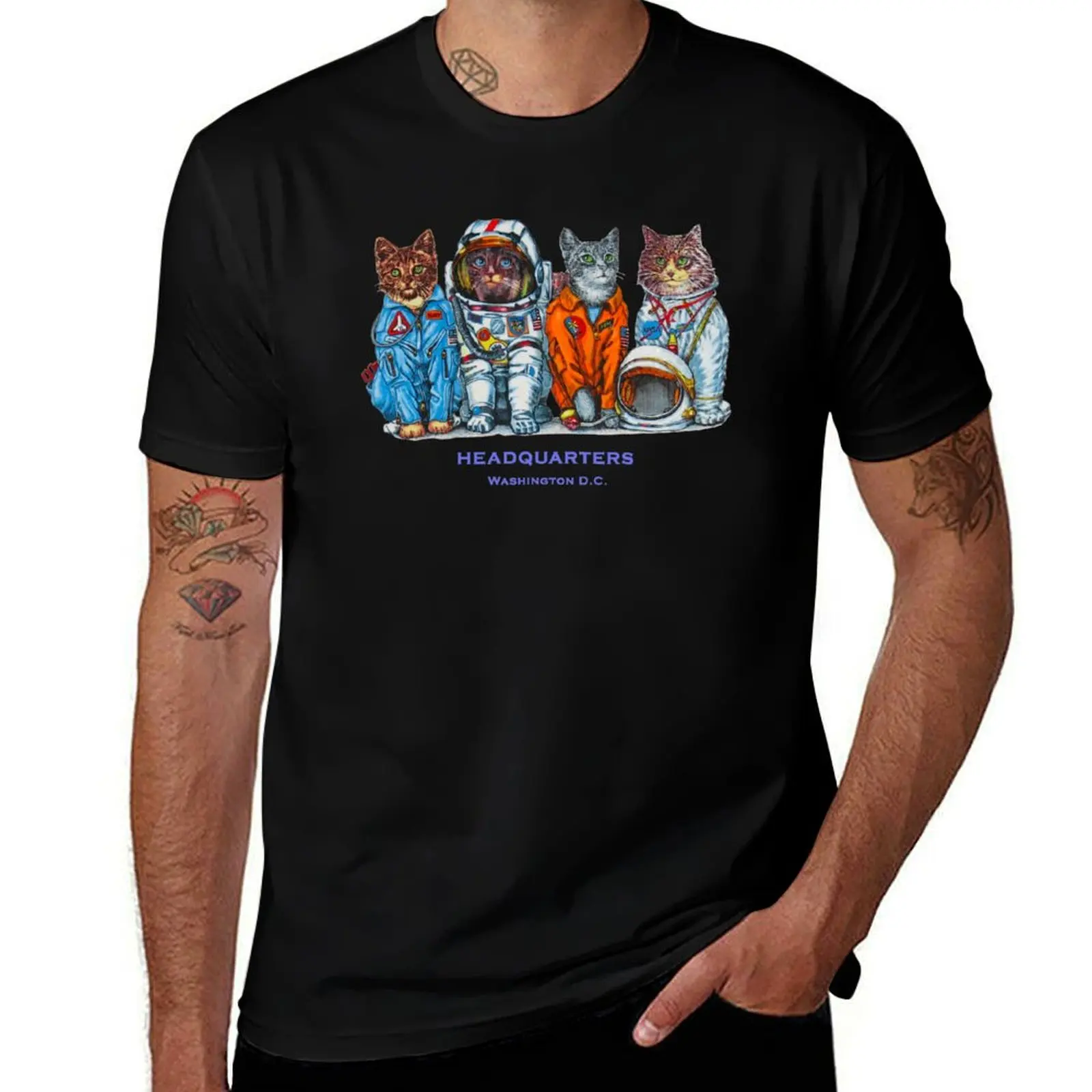 

Space Cats Headquarters T-Shirt anime t shirts oversize man t shirt cotton high quality T-Shirt