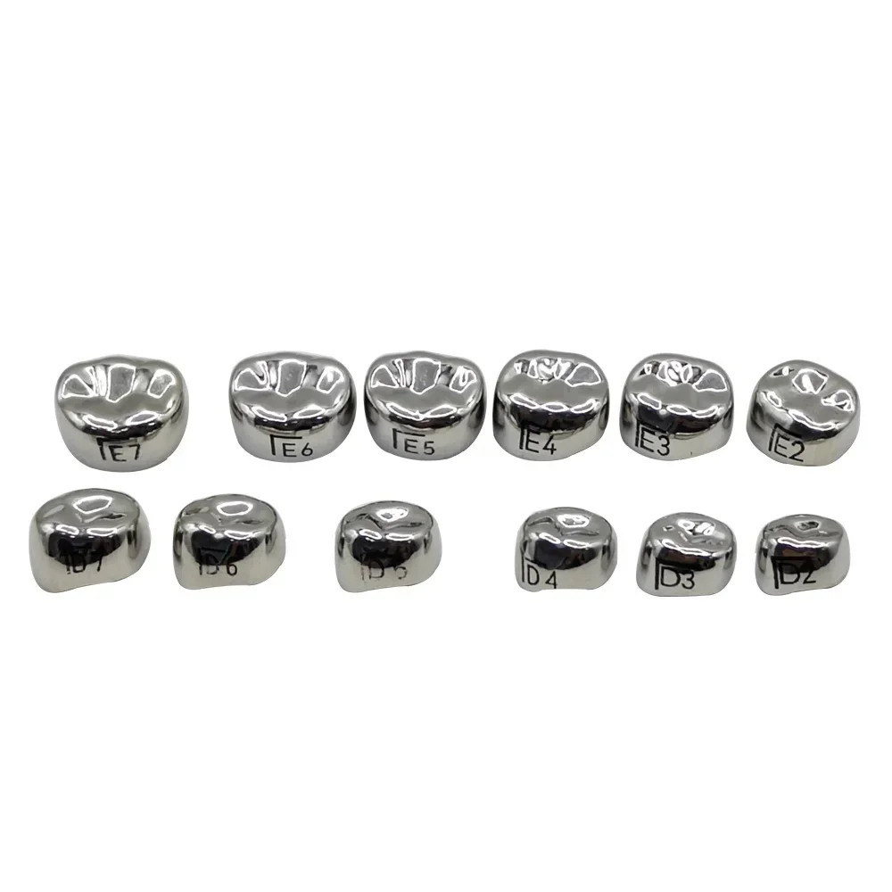 AG 48Pcs/Box Dental Crowns Preformed Metal Crown Stainless Steel Temporary Crowns Dentistry Orthodontic Material Therapy Tools
