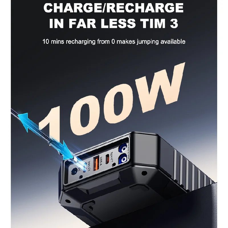 4 In 1 Portable Booster Car Battery 100W Car Jump Starter Device Power Bank Super Capacitor With Fast Charging DC Output