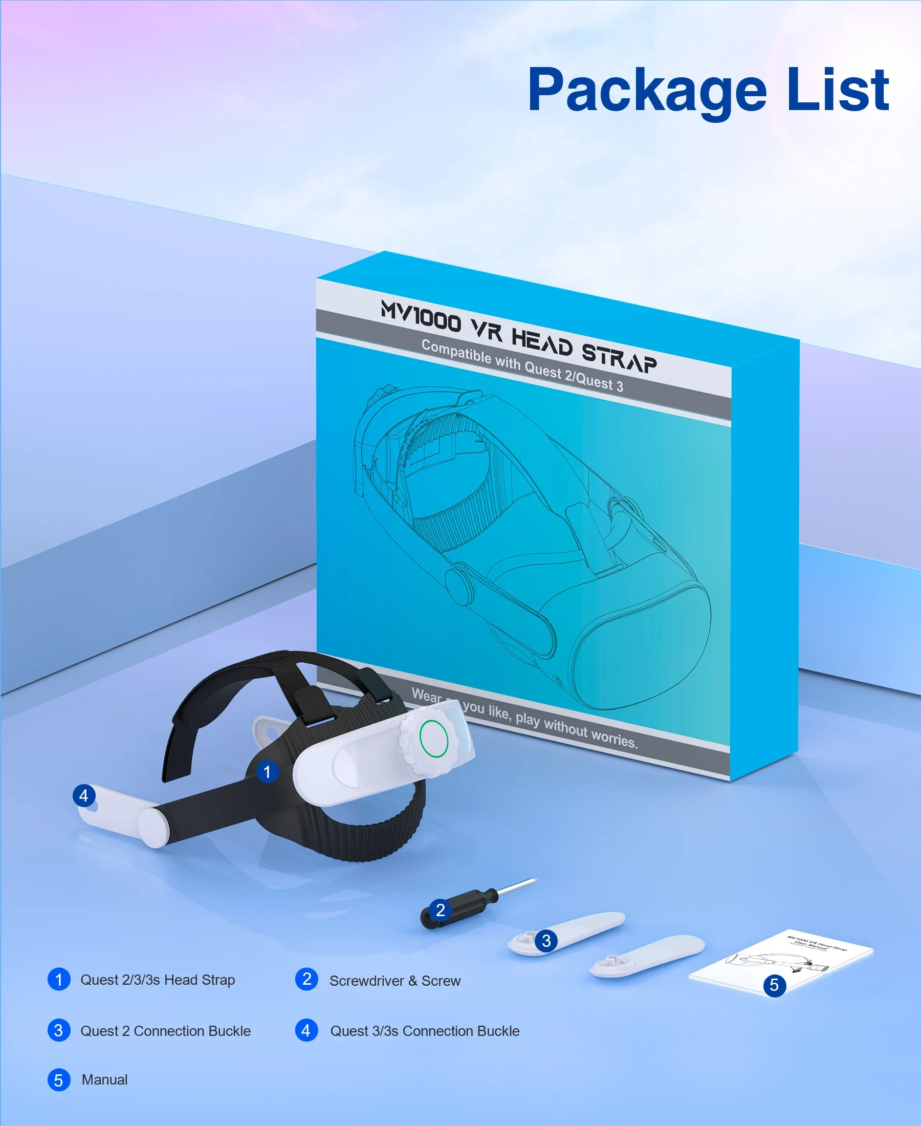 BEBONCOOL 8000mAh MV1000 Head Strap For Meta Quest 3S/Quest 3/Quest 2 Battery Head Strap Compatible for Oculus Head Strap