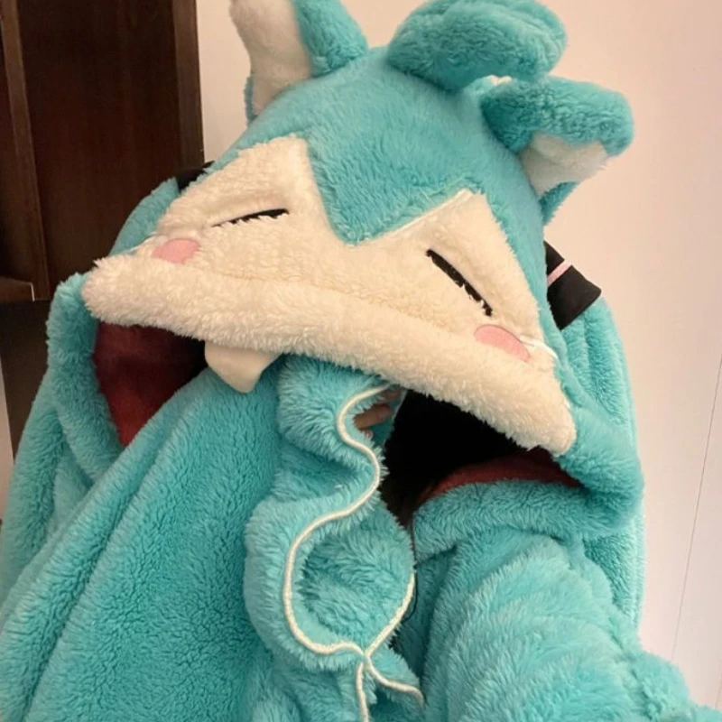 animation-hatsune-miku-autumn-and-winter-pajamas-complete-set-of-cute-cartoon-peripheral-hooded-cloak-shawl-home-pajamas-set