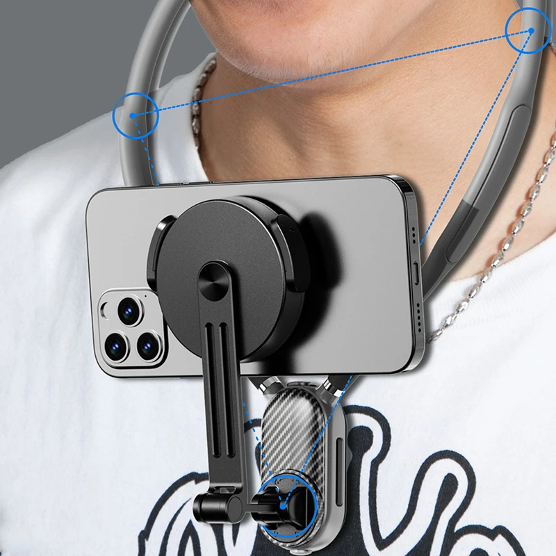 

Magnetic Neck Phone Mount 360 Adjustable Quick Release Silicone Holder for Video Recording Vlogging for IPhone Phone Accessories