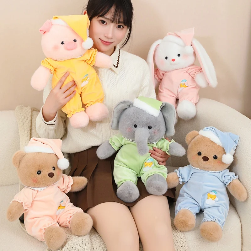 柔らかい動物のぬいぐるみ,かわいいぬいぐるみ,クマ,豚,ウサギ,服付き象,誕生日プレゼント,40cm,新品