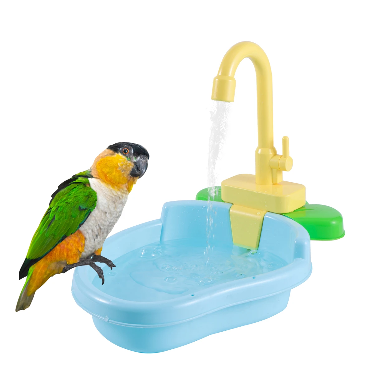 Plastic Parrot Bath Basin Automatic Bath Box Small Bird Cage Bathroom Multi-Functional Bird Toy Bath Basin Set Bird Supplies 1Pc