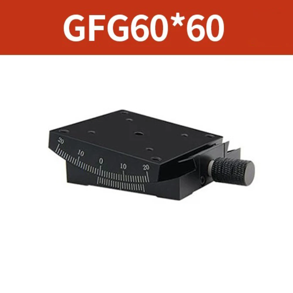 X-Axis Angle Tilt Stage GFG60×60 Optical Manual Tilting Platform, Precision Fine Adjustment Sliding Table for Leveling Alignment