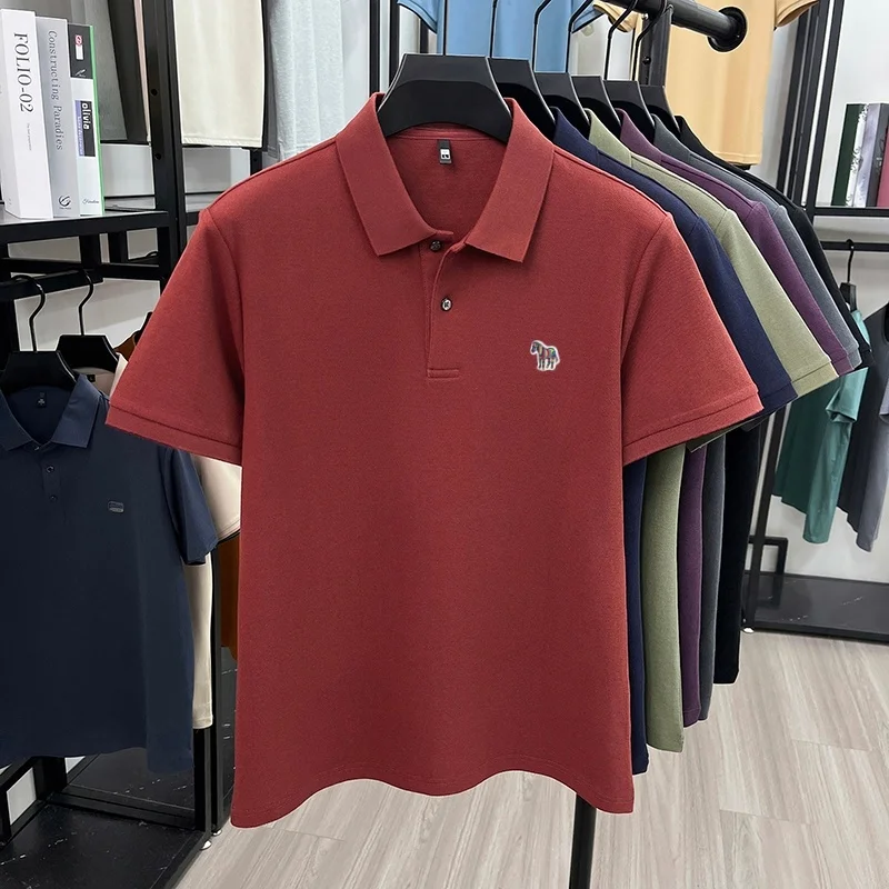 Herren Sommer Baumwolle 100% Poloshirt, Besticktes Kurzarm-T-Shirt mit Kragen, Business Casual Atmungsaktive Herrenbekleidung Oberteile – Detail 25