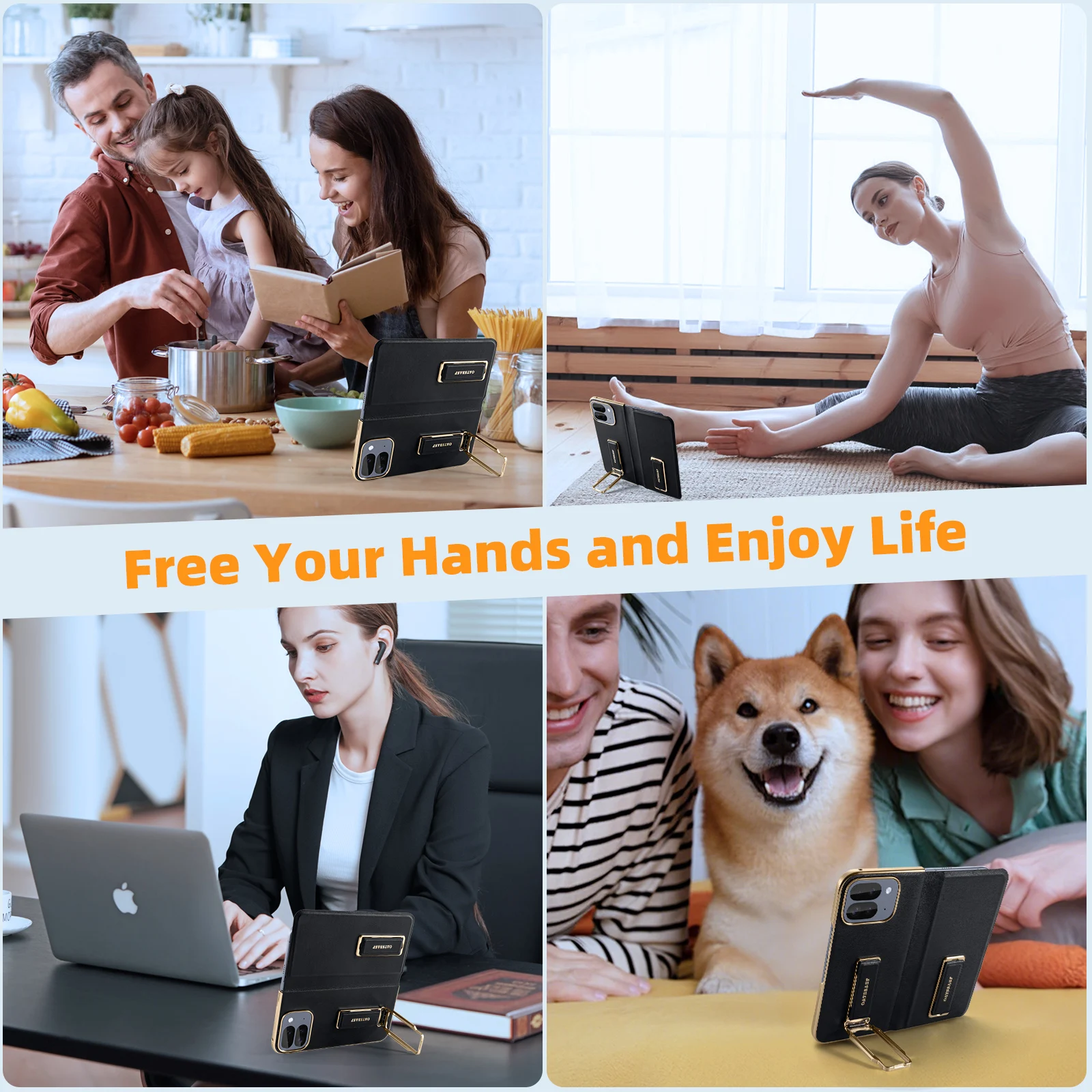 Eary Dual Strap Phone Case for Google Pixel 10 Pro Fold Leather Case With Magnetic Grip 360°Rotation Stand Shockproof Protection