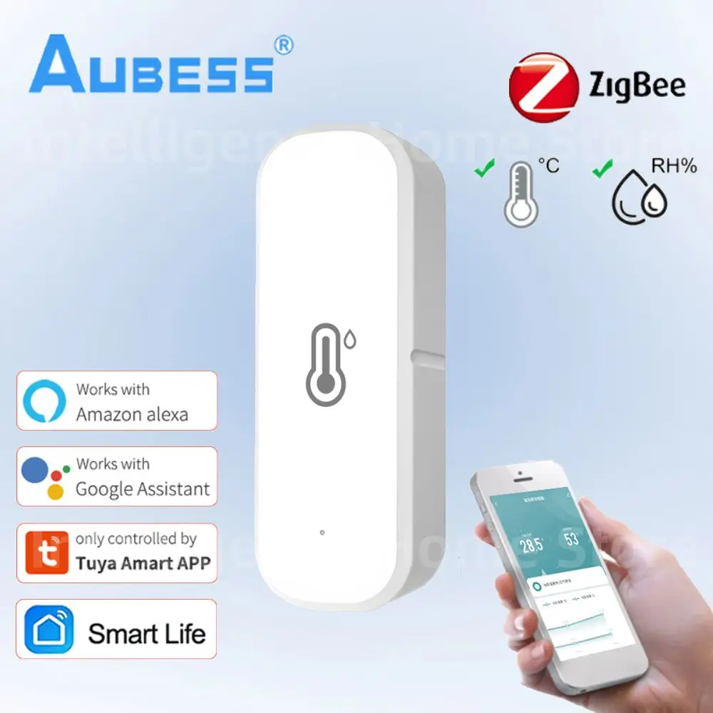 Tuya Zigbee Slimme Temperatuur Vochtigheidssensor Smart Home Temperatuur Sensoren Werkt Met Alexa Google Assistent Smart Life