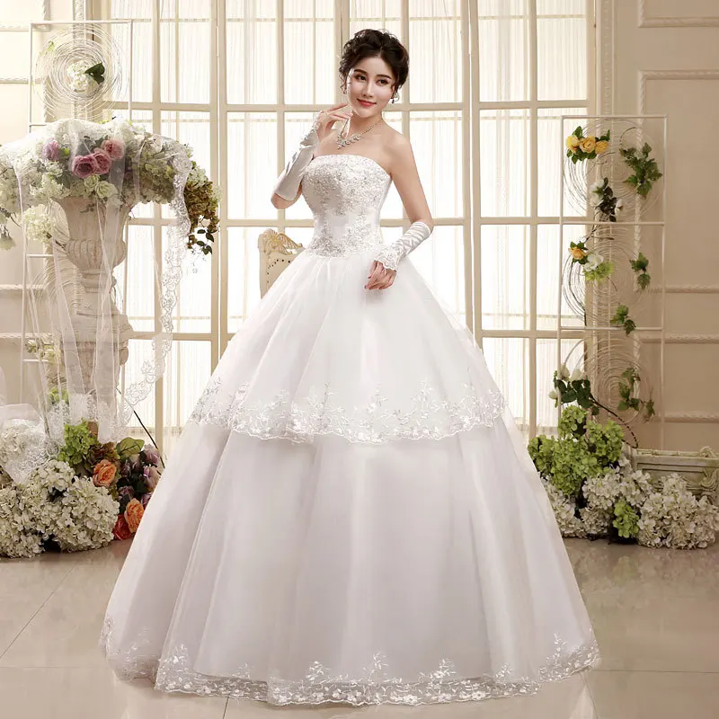 

Белое бальное платье с аппликацией, свадебные платья на шнуровке для женщин, без бретелек, длиной до пола, свадебное платье больших размеров, Vestidos De Novia