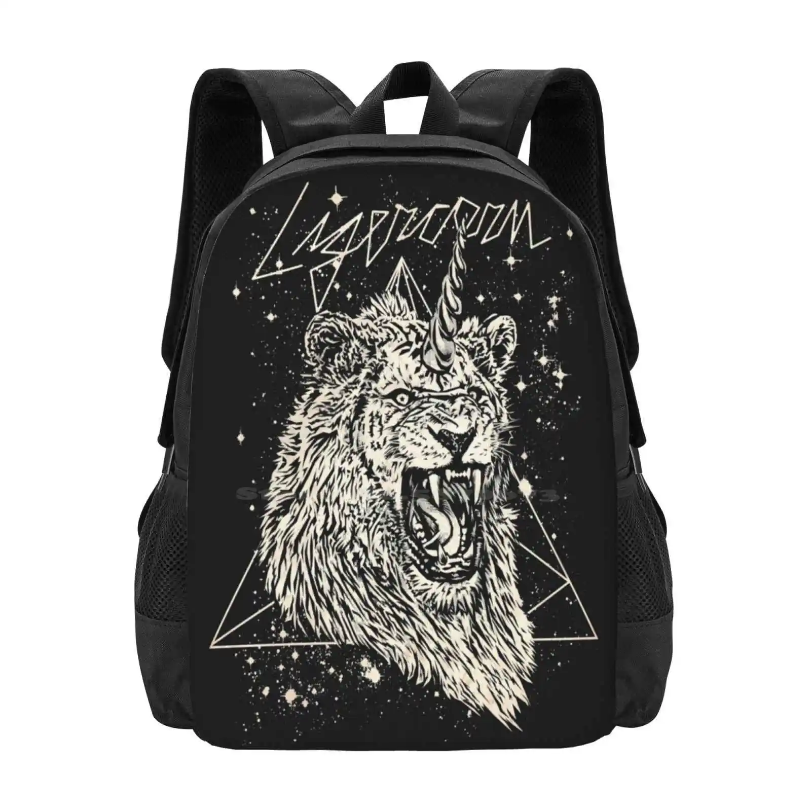 Ligercorn School Bag Big Capacity Backpack Laptop Liger Space Unicorn Teeth Triangle Stars Franx Frank Barbara