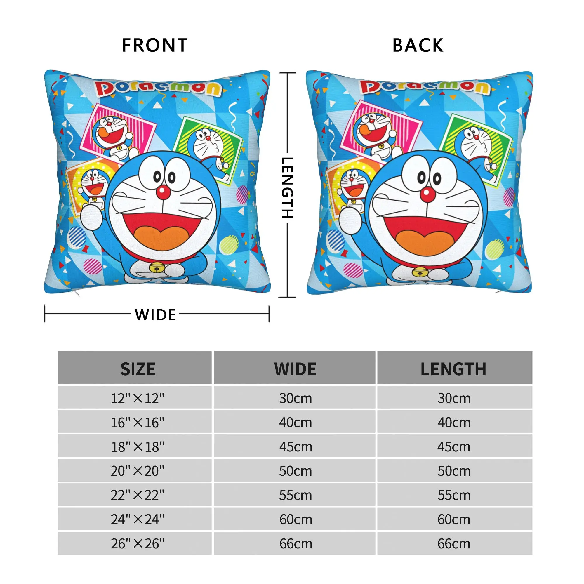 Modern Doraemon Cat Shaped Robot Cushion Cover Velvet Geometric Blue Triangles Throw Pillow Case Decoration view 4