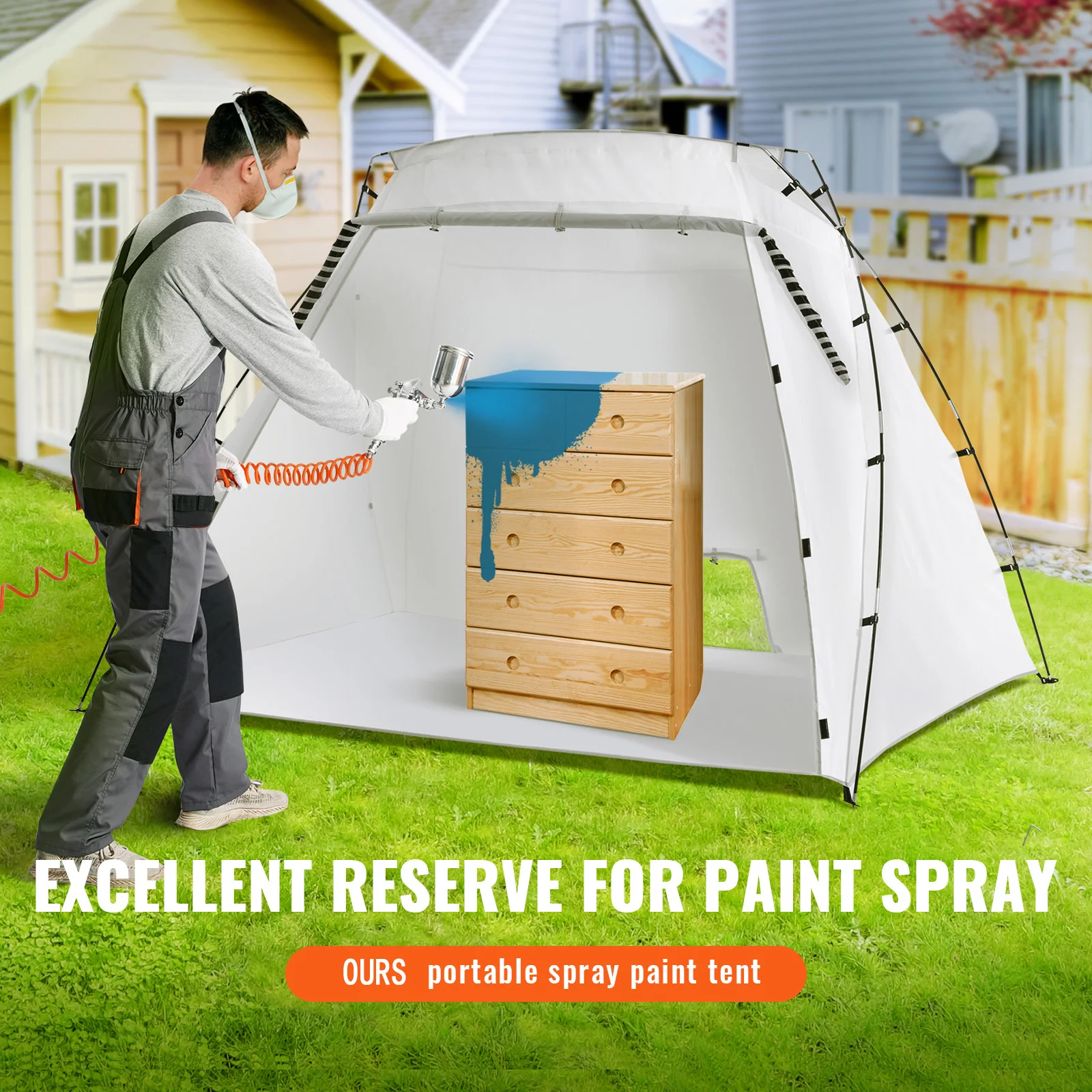 

Портативная покрасочная камера, большая палатка для покраски с встроенным полом и сетчатым экраном, станция для покраски мебели, для DIY и хобби