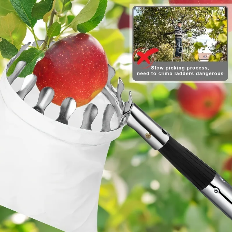 3.6M Adjustable Fruit Picker Lightweight Metal Extendable Harvesting Tool for Apple, Mango Lemon Orange Picking Ergonomic Design