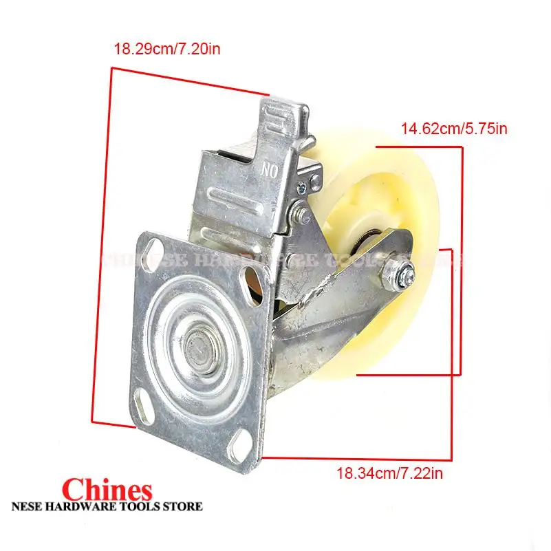 Flat Mount Standard Load Capacity Nylon Wheel Face Industrial Heavy Duty 6 Inch Caster: Universal Wheel with Brake