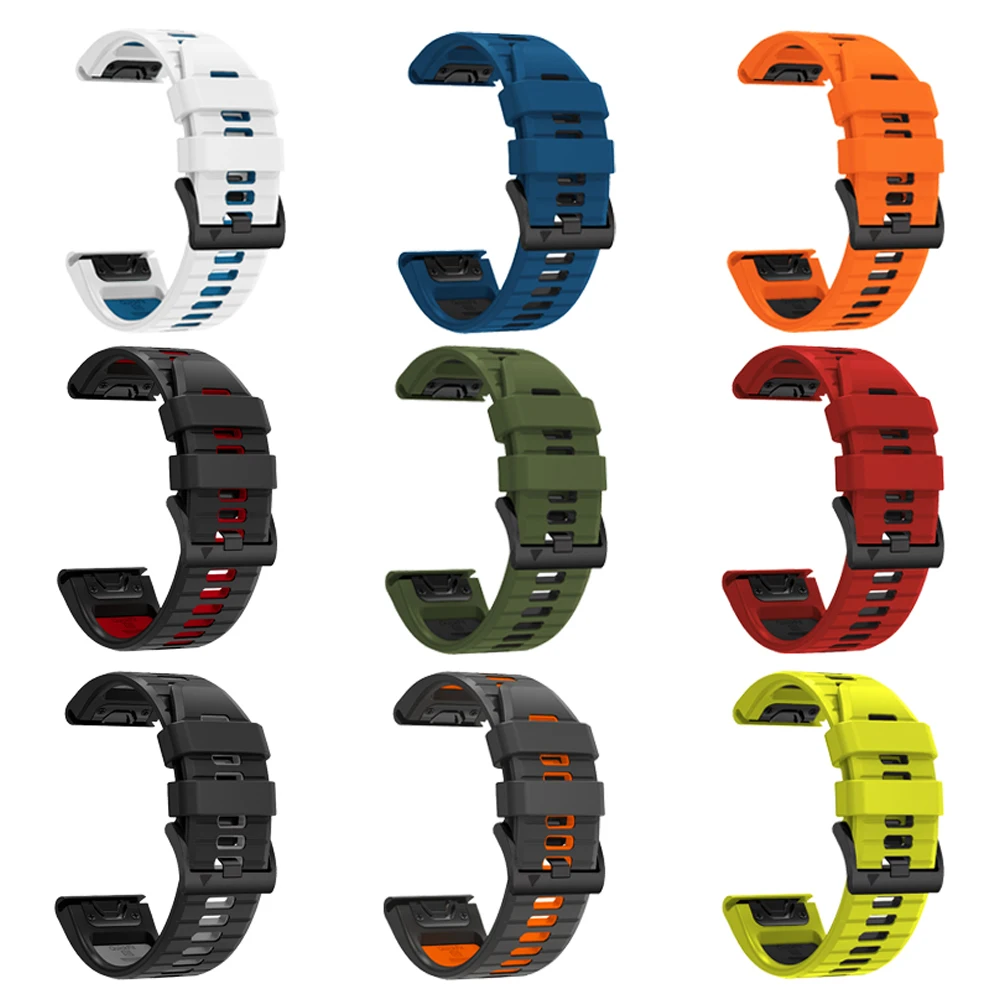 حزام (استيك) ساعة 26/22 مللي متر لـ Garmin Fenix 8 E 7 7X/Epix Pro/Quatix 8 حزام سيليكون إندورو 3/Epix Pro/Foreunner 970 سوار QuickFit