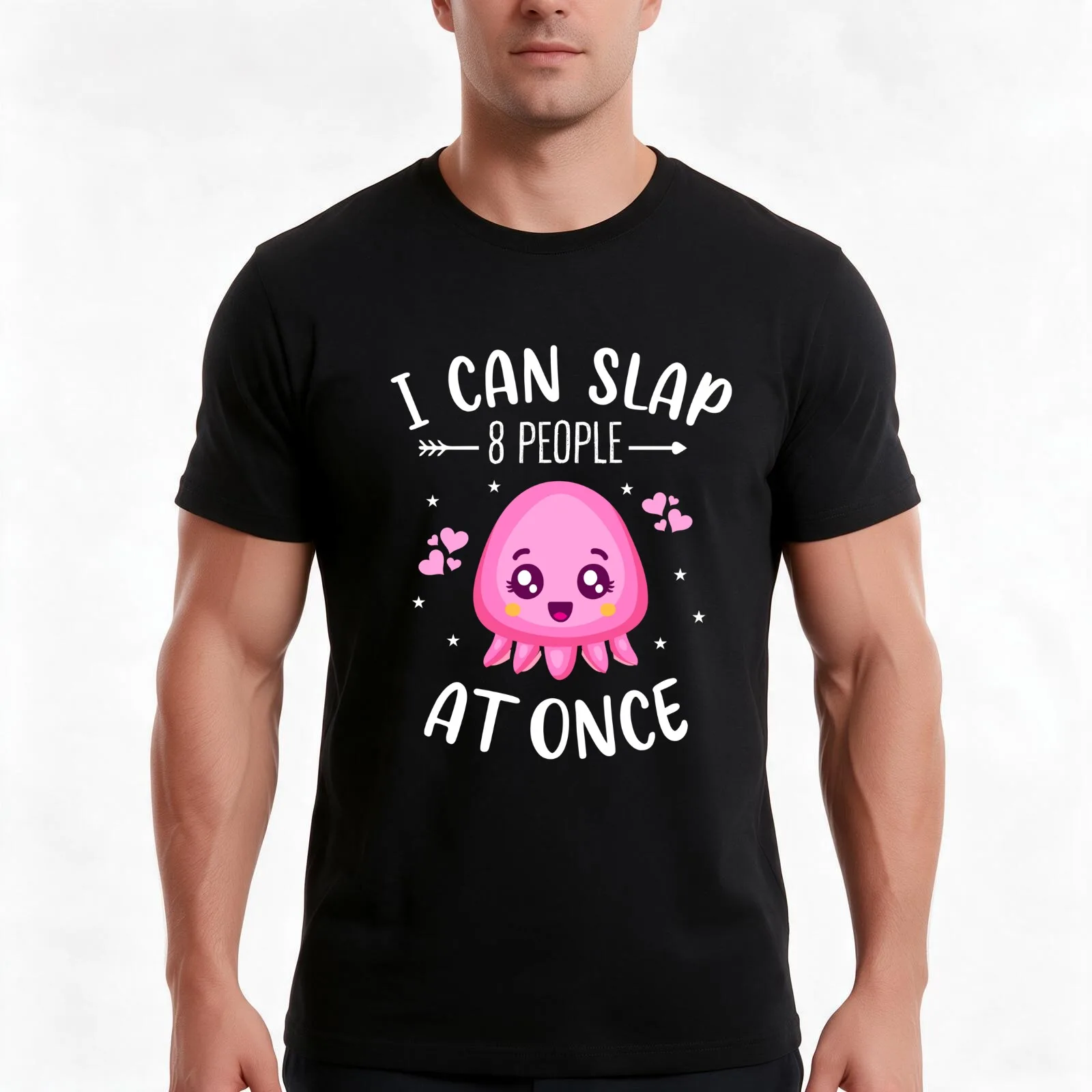 I Can Slap 8 People At Once, Funny Octopus Quote, Octopuses Lover T-Shirt, Summer Casual Cotton Tee, Oversized Streetwear Tops