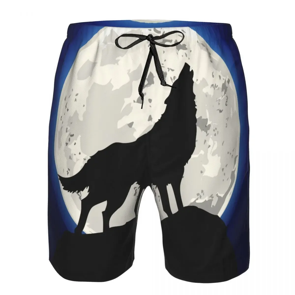 Mens Quick-drying Beachwear Howling Wolf In The Moon Night Swimsuit Men Bathing Suit Men's Swimwear