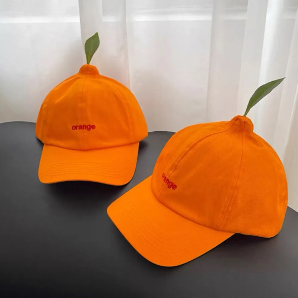 

Simple Cotton Orange Baseball Cap Peaked Cool Embroidered Letter Hat Fashion Sunscreen Creative Orange Cap Summer