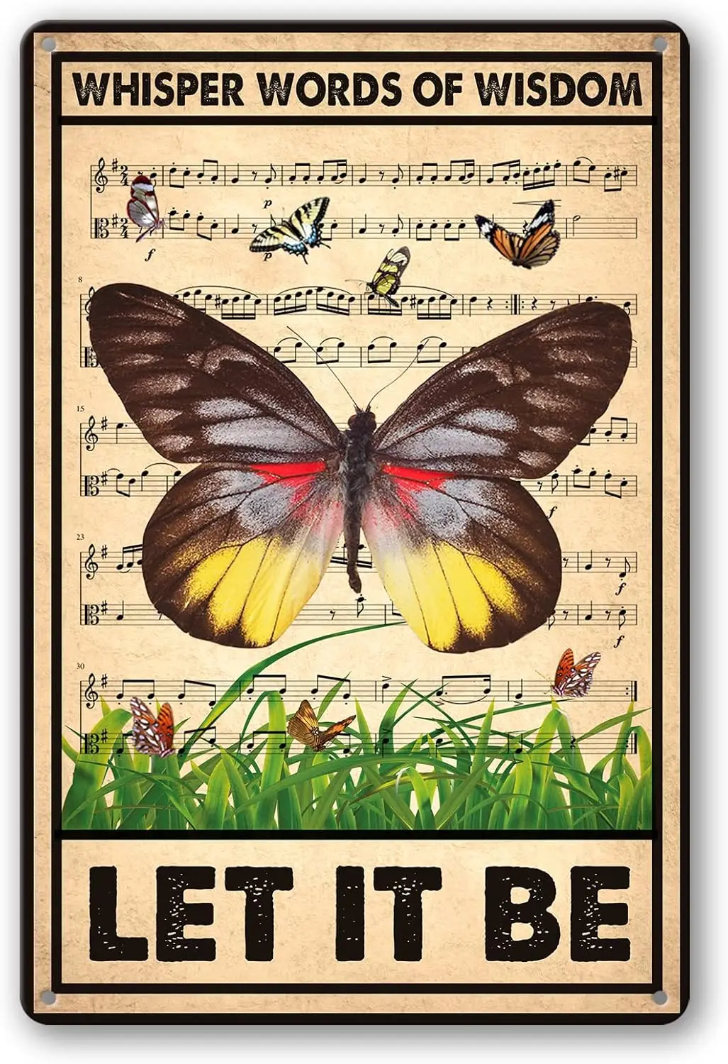 دع أن تكون علامة معدنية من القصدير لتزيين الحائط كلمات الهمس الرجعية من الفراشات علامات فنية للهدايا المنزلية #1