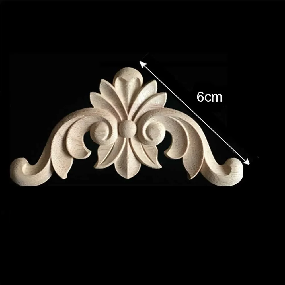 ~4PCS Wood Applique ~Carved Corner Onlay ~Furniture Applique ~Mouldings Decal DIY ~Home Furniture ~Woodcarving Decorative