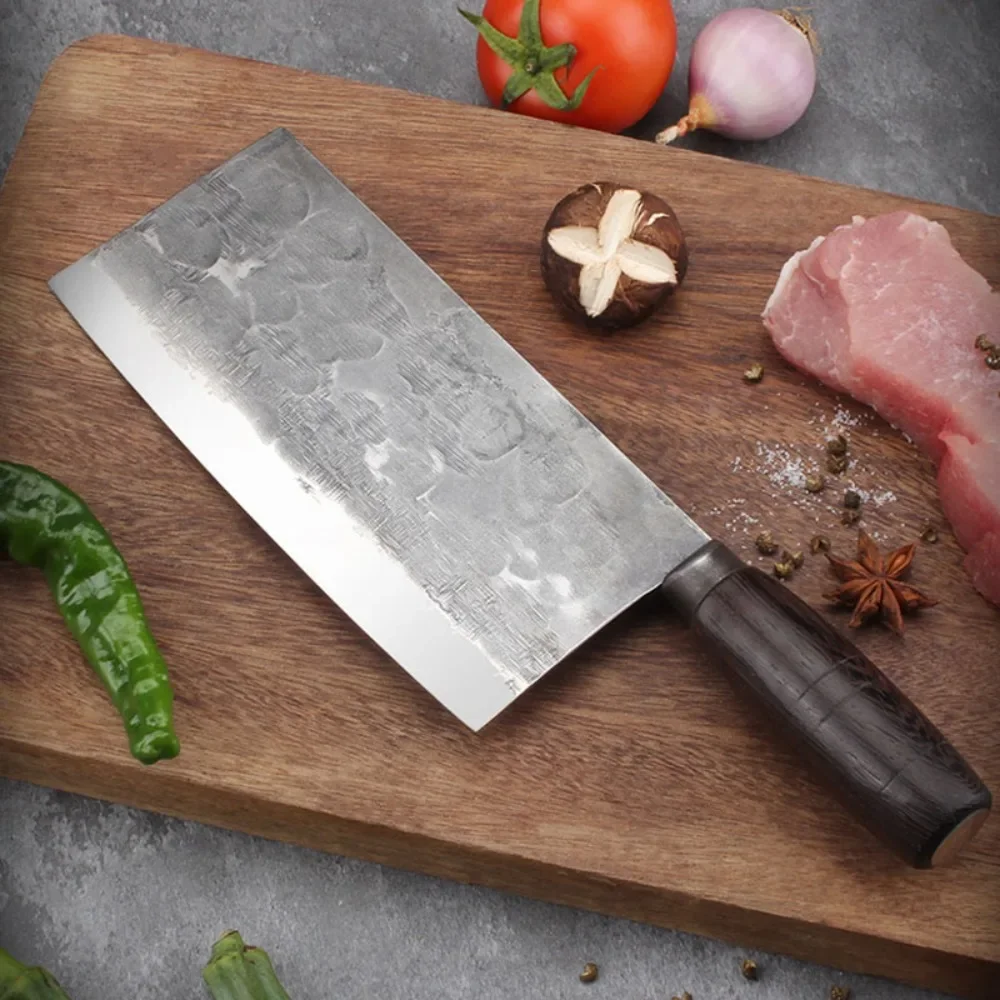 100% Handmade Kitchen Knife 5Cr15mov Forged Blade Chef\'s Slicing Knife Chinese Old Style Cleaver Knives Comfortable Handle