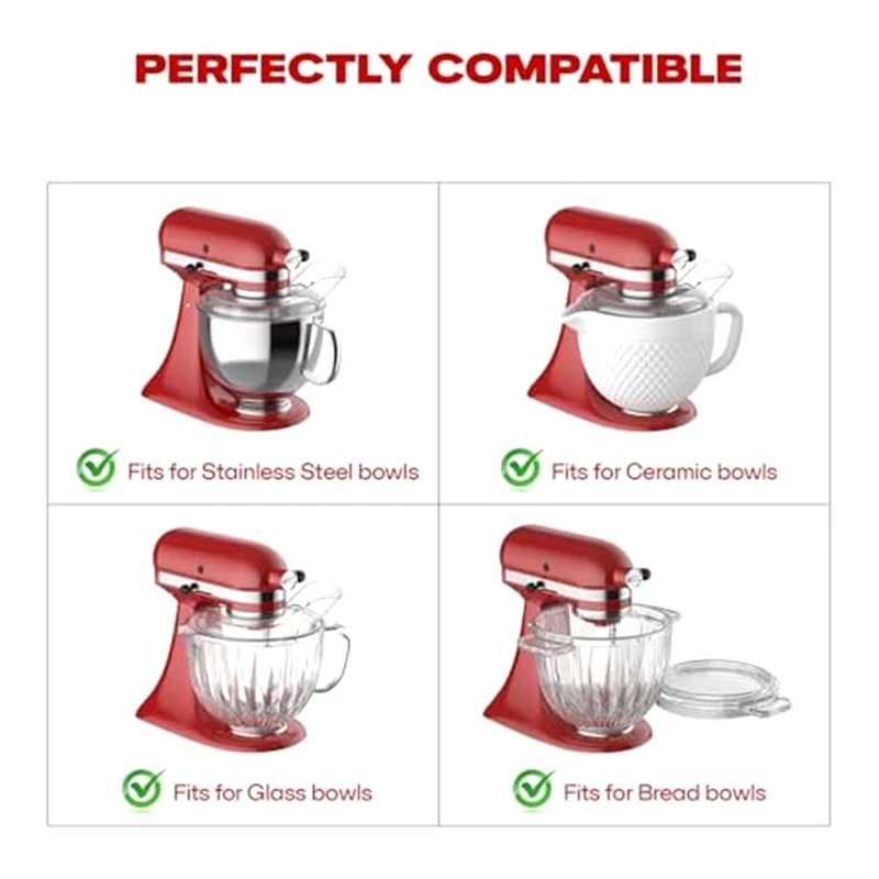 Escudo de vertido Escudo de seguridad transparente para tazón mezclador Kitchenaid de 4,5-5 cuartos, para batidoras con cabezal inclinable Kitchenaid Aid