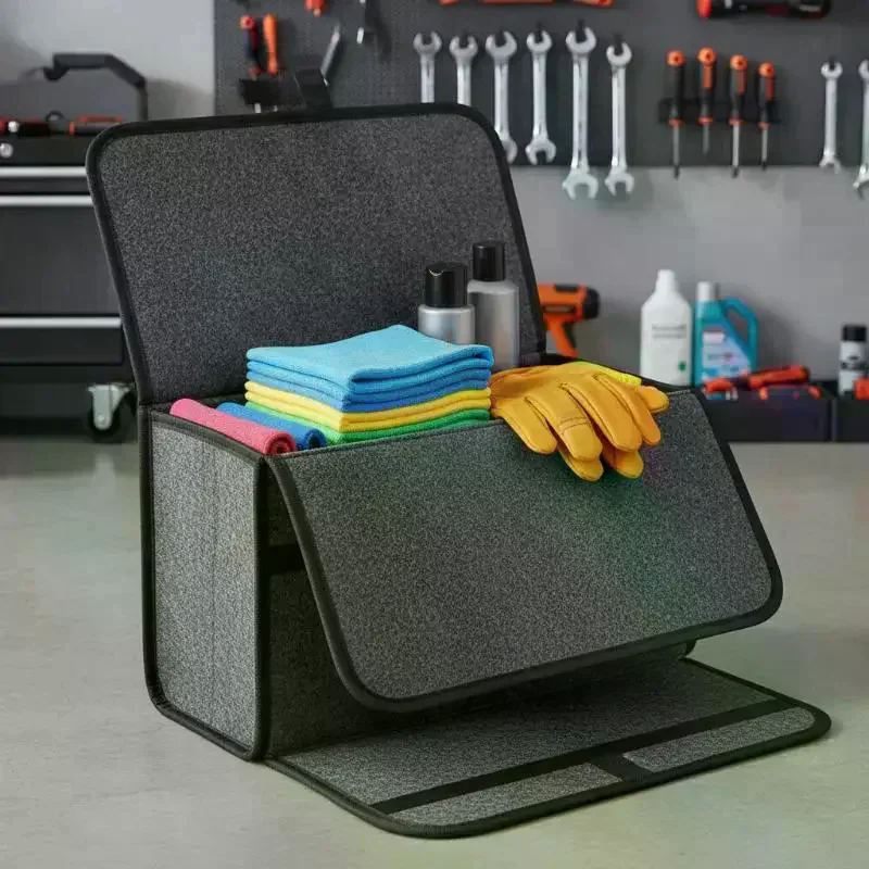 Car Trunk Storage Organizer Thick Felt Construction Firm Handle Large Capacity for Travel Gear Grocery Storing