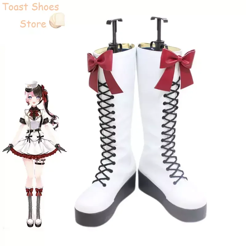 Vtuber Hinano Tachibana PU couro Cosplay sapatos, Halloween Carnaval Botas, Prop Costume