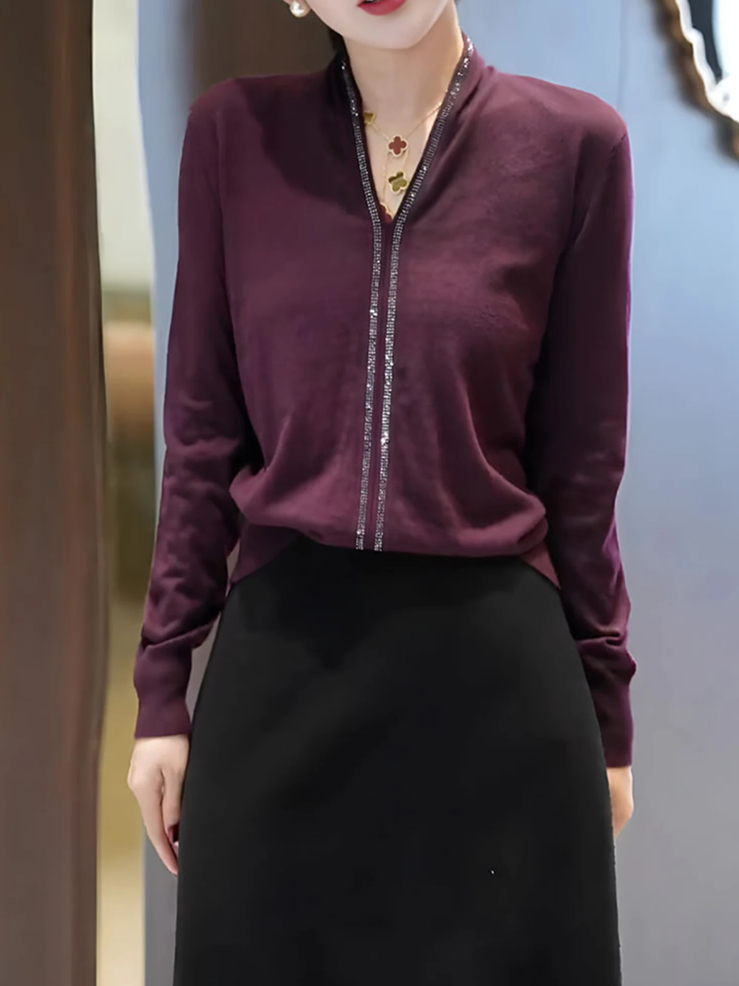 

Fall 2025 Women's V-Ne Knitwear Long Sve Soft Comfortable Faionable Korean Sle Commute Versatile Top Ladies' Faion