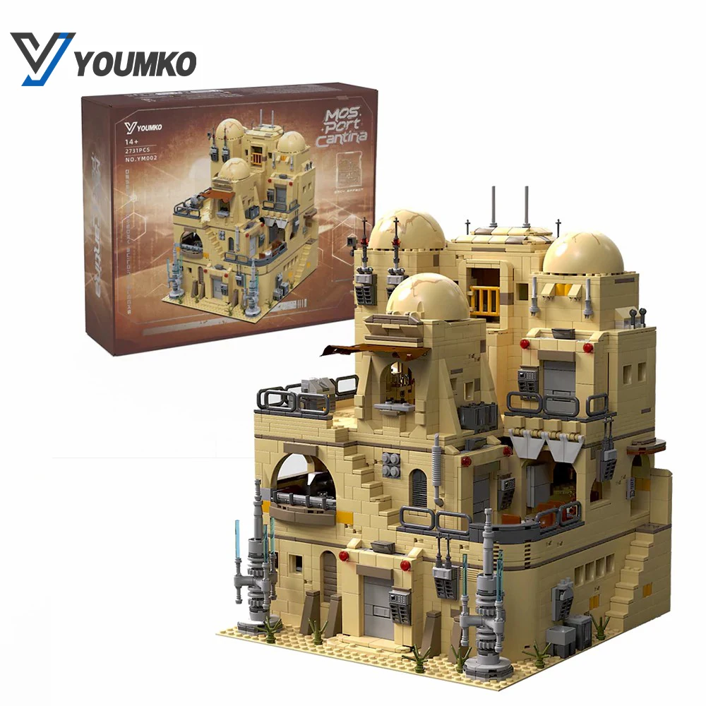 2731PCS 우주 전쟁 MOC 아이슬리스 칸티나 선술집 블록 영화 사막 선술집 건축 모델 퍼즐 장난감 어린이 성인 선물