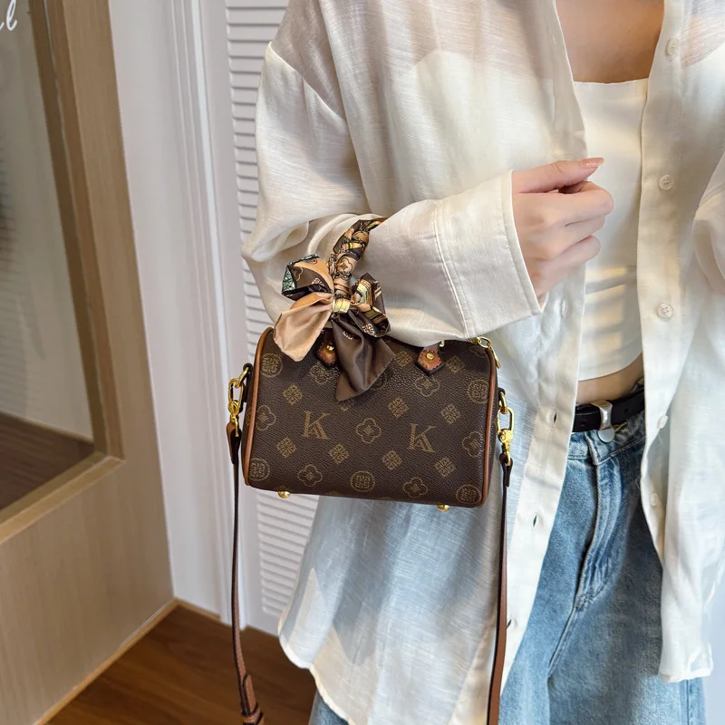 

2025 Designer-Inspired Pillow Boston Bag for Monogram Print Adjustable Crossbody Strap Vintage Shoulder Purse with Top Handle