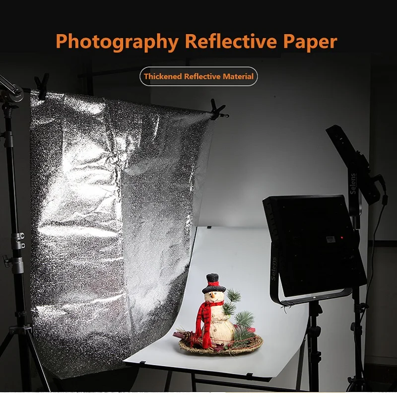 Selens 1.2*1m Photography Aluminum Foil Reflective Paper Cloth Waterproof Background Paper For Live Streaming Fill Light Props