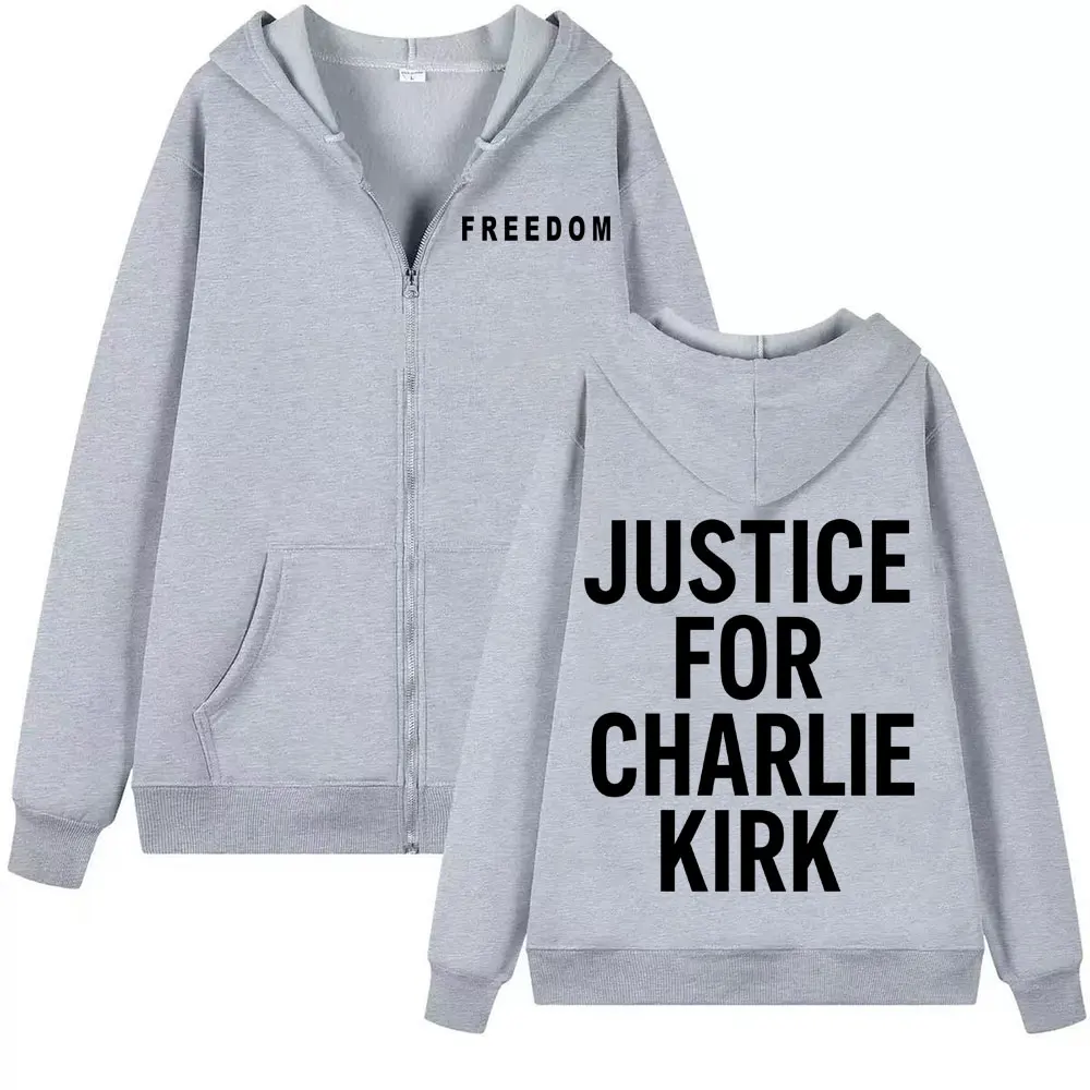 العدالة لتشارلي كيرك الحرية سستة هوديس الرجال النساء الأزياء القوطية المتضخم سترة البلوز Bodywarmer زمم البلوفرات