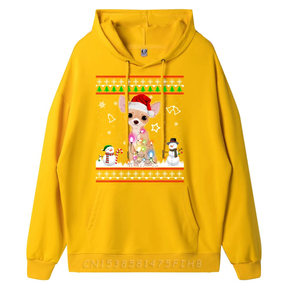 Chihuahua Christmas Dog Light Ugly Sweater Blue And White Graphic Sweatshirts Moderate elasticity Funny Sweatshirts Hip Hop
